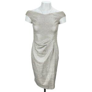 LAUREN Ralph Lauren Silver Gold Metallic Shimmering Sleeveless Sheath Dress Sz 2